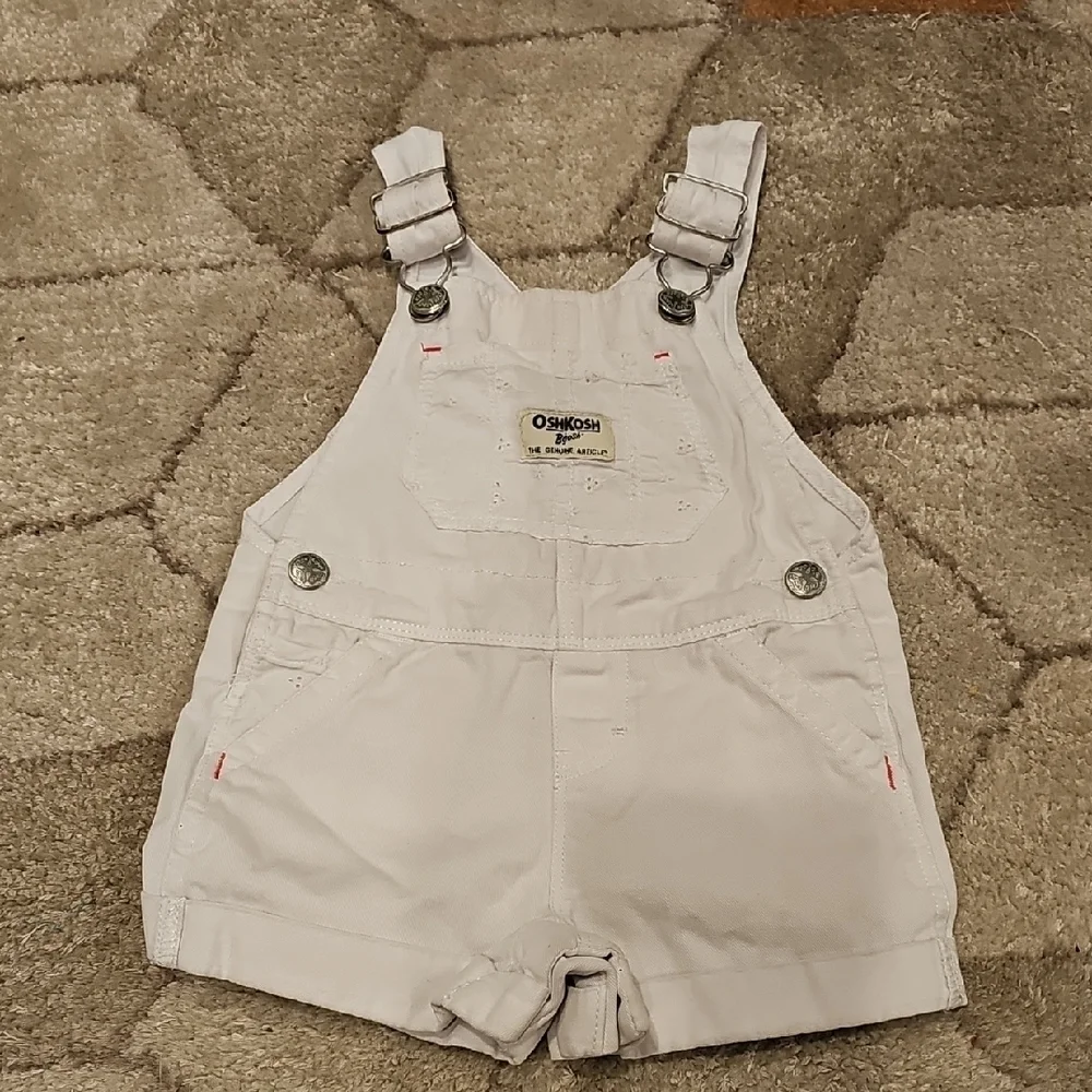 OshKosh B'gosh White Short Overalls with Adjustable Straps